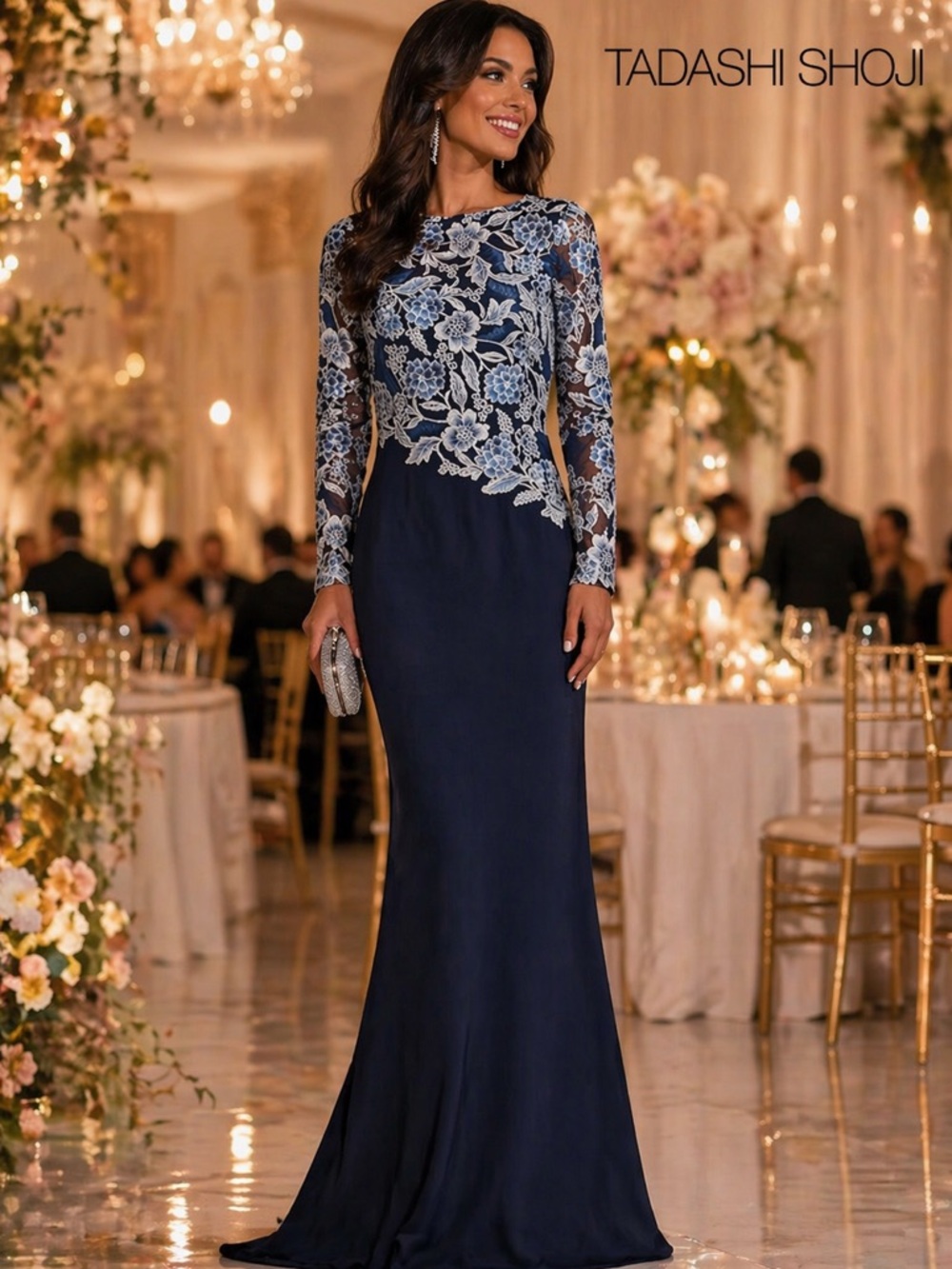 NWT Tadashi Shoji,Exquisite Asymmetrical Embroidery Lace Gown SHOWSTOPPER,Size 8